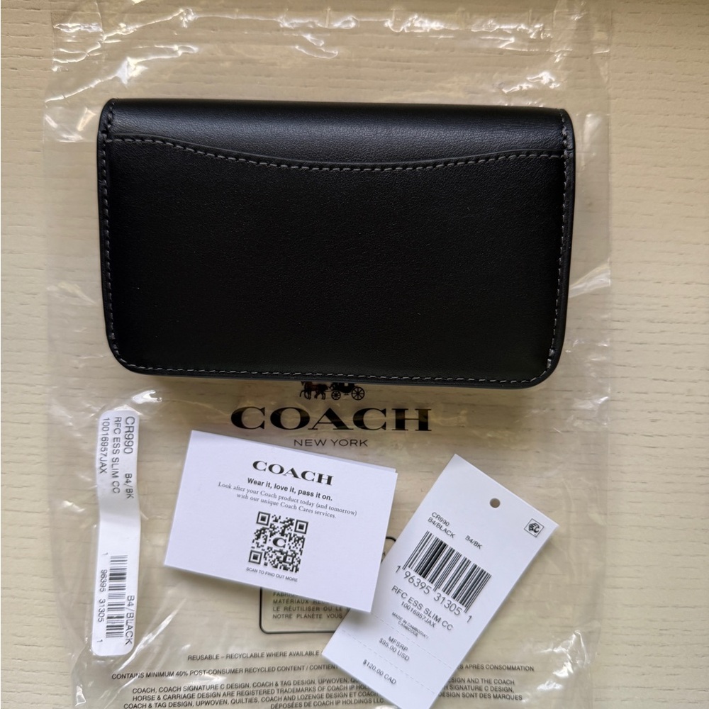 Coach Black Leather Wallet with Gold Details - Picture 2 of 3